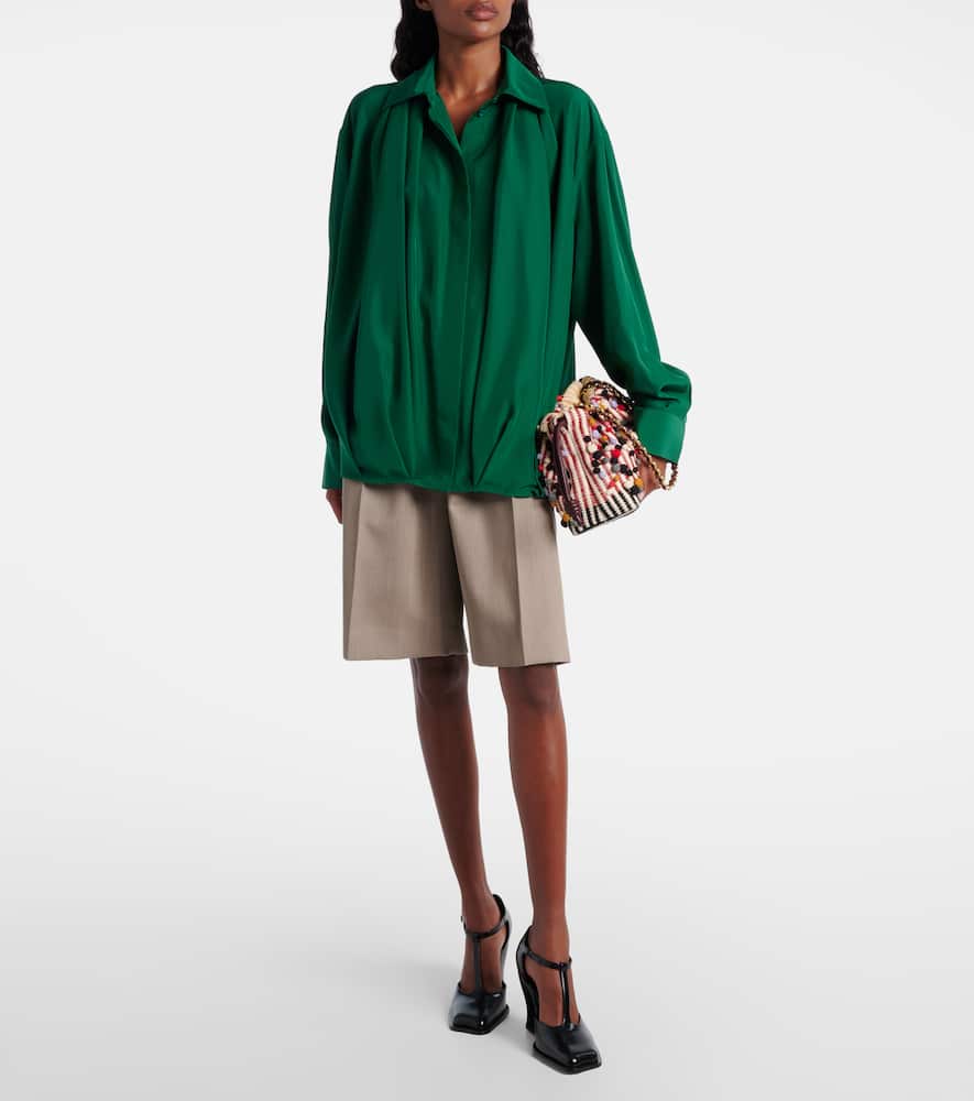 Loewe Draped Silk Blouse In Green