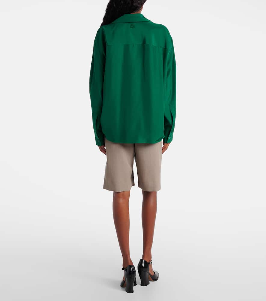 Loewe Draped Silk Blouse In Green