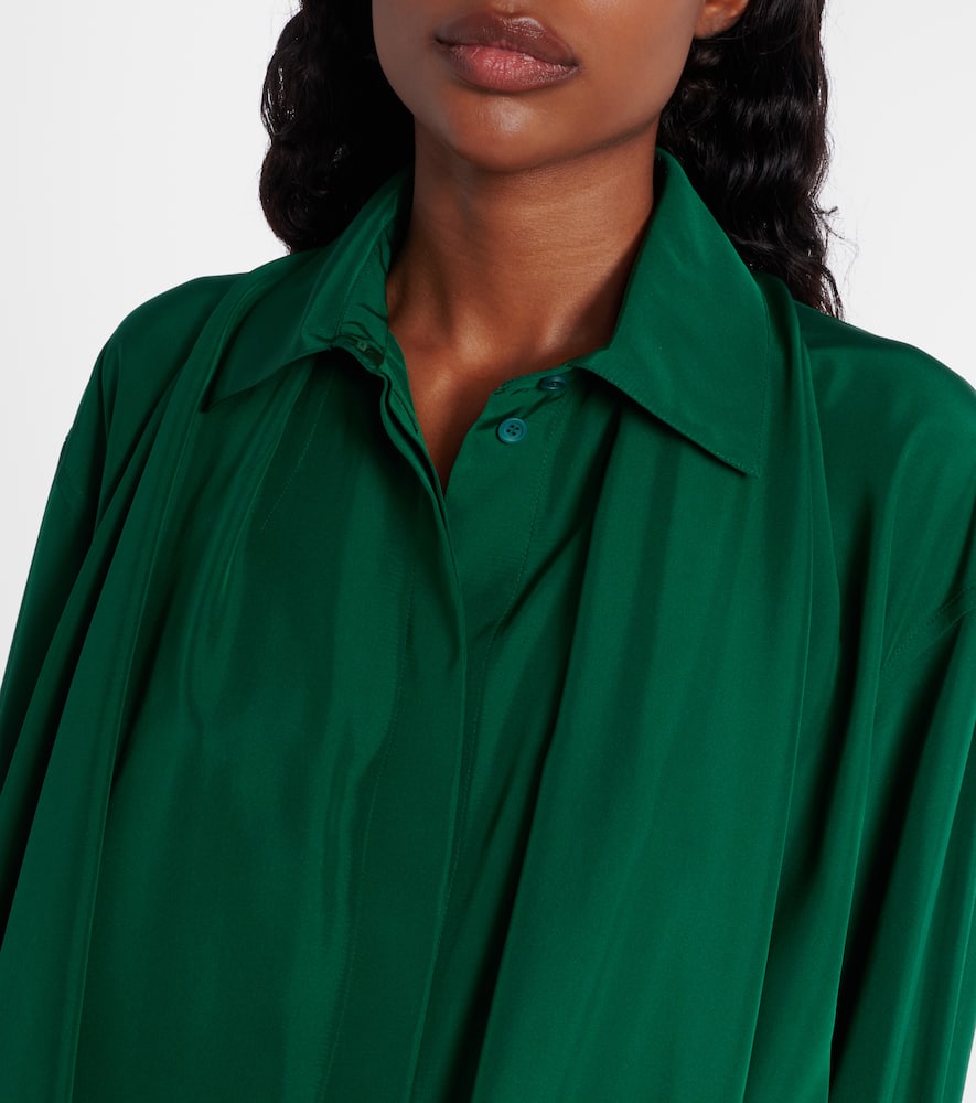 Loewe Draped Silk Blouse In Green