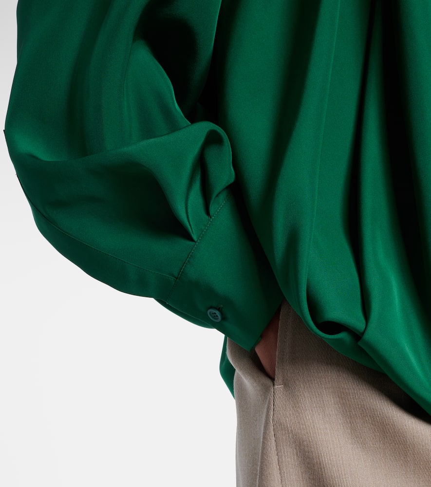 Loewe Draped Silk Blouse In Green