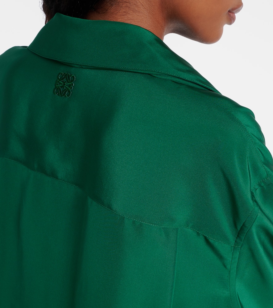 Loewe Draped Silk Blouse In Green
