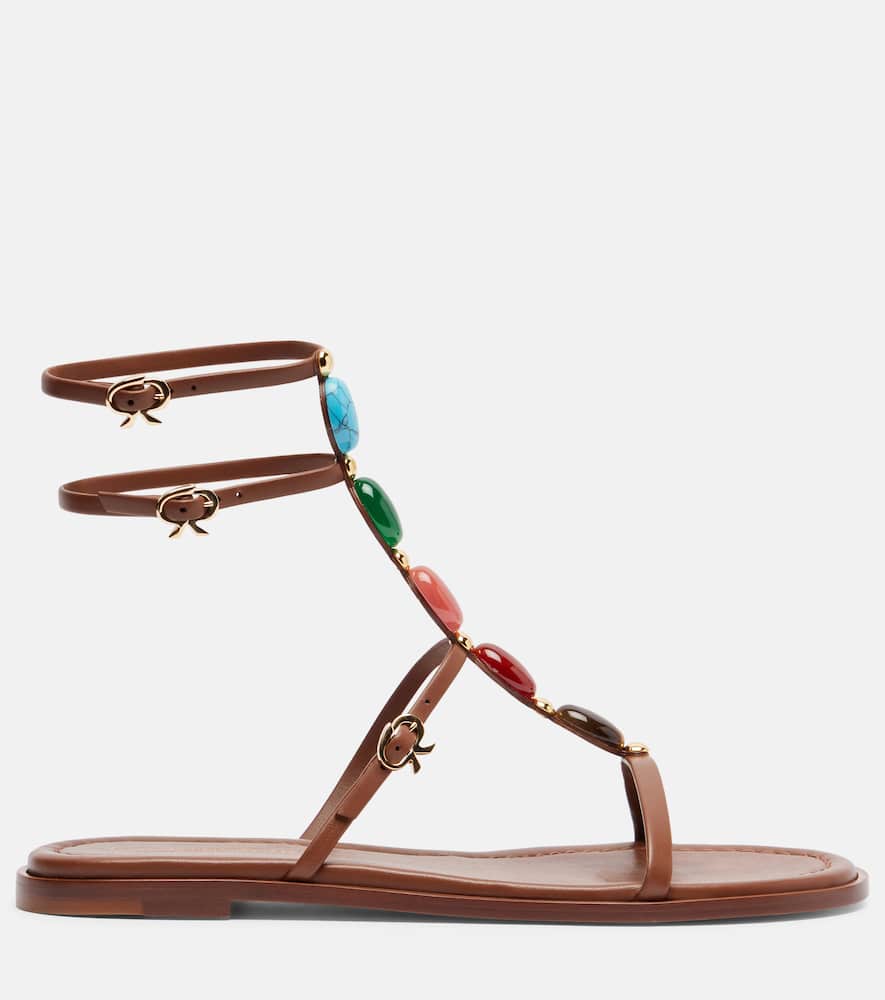 Gianvito Rossi Shanti Embellished Leather Sandals In Multi