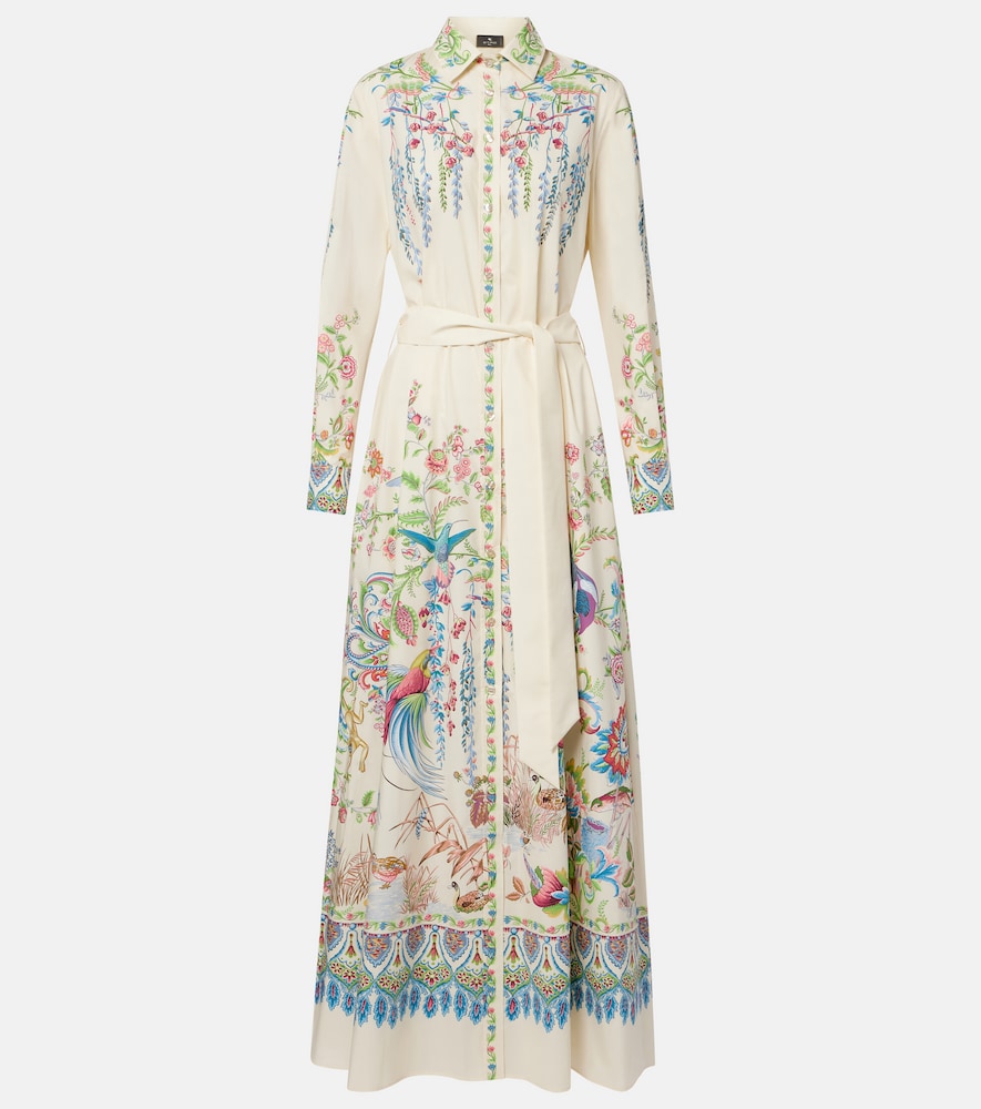 Belted Printed Cotton Shirt Dress