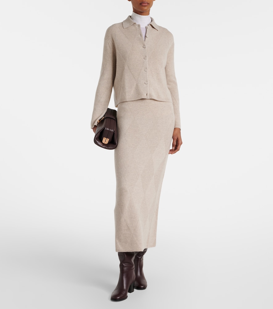 Max Mara Salubre argyle cashmere midi skirt