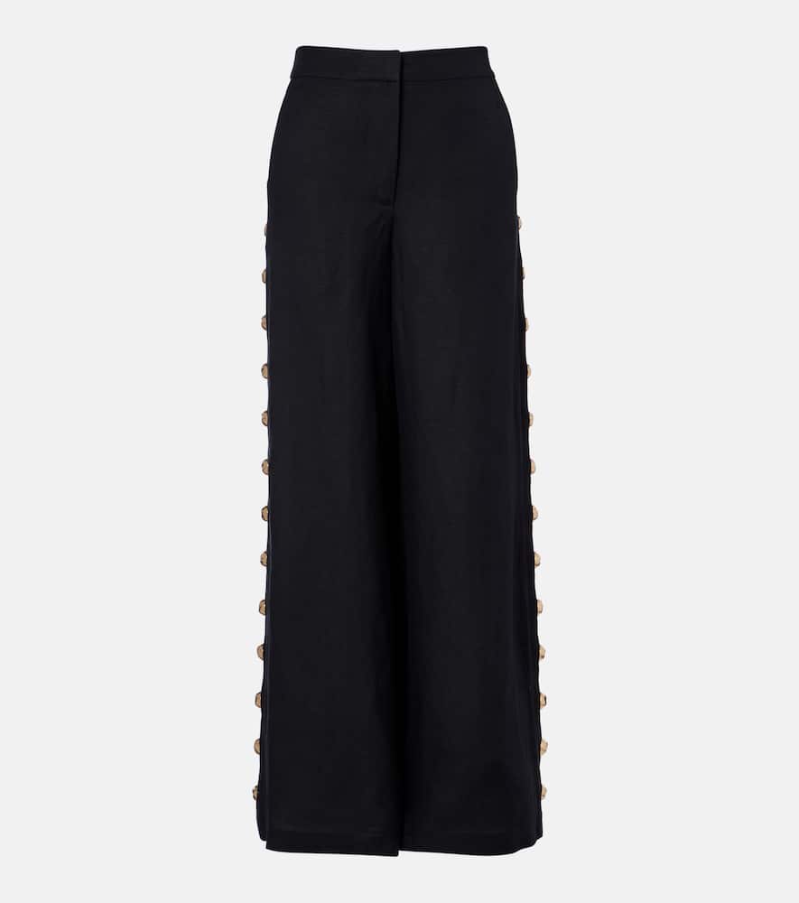 Pantaloni a gamba larga in misto lino