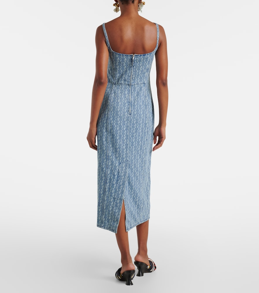  Dries Van Noten Dries Van Noten Bedrucktes Midikleid Aus Denim 