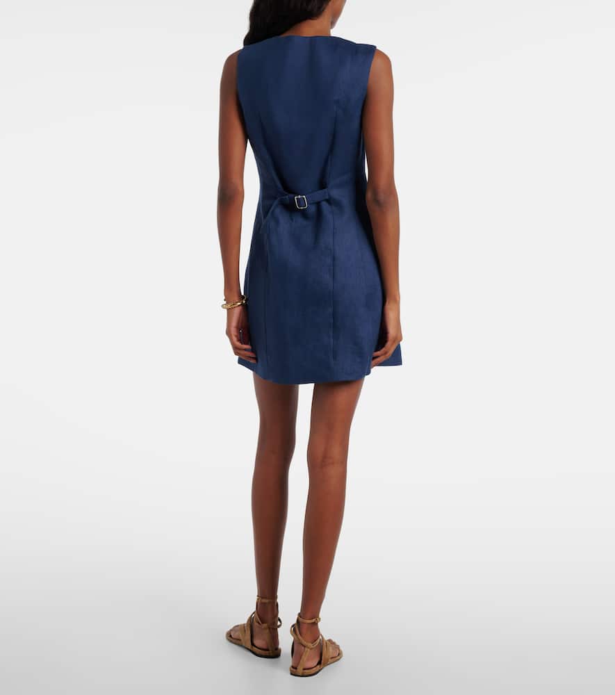 Posse Sabine Linen Mini Dress In Blue