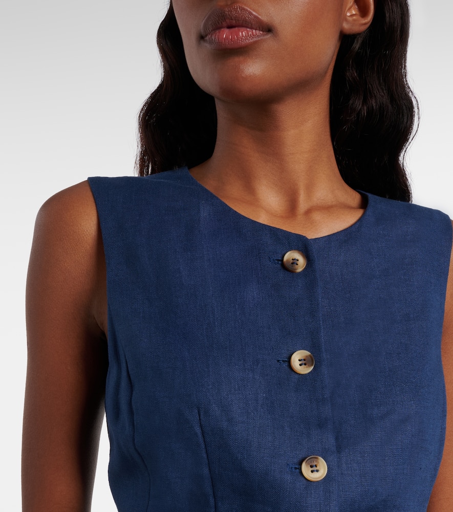 Posse Sabine Linen Mini Dress In Blue