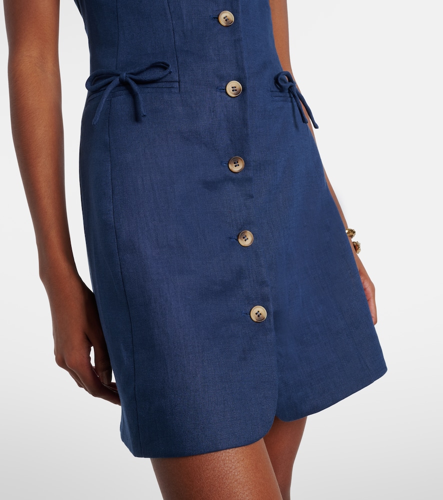 Posse Sabine Linen Mini Dress In Blue