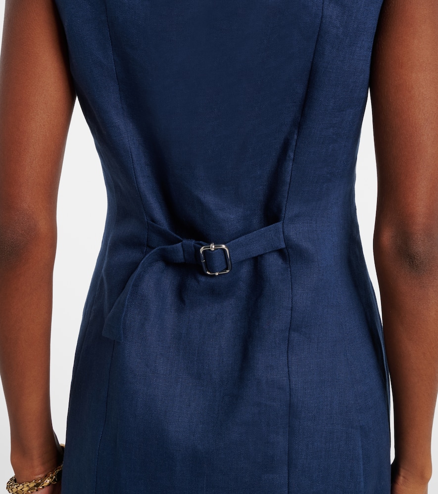 Posse Sabine Linen Mini Dress In Blue