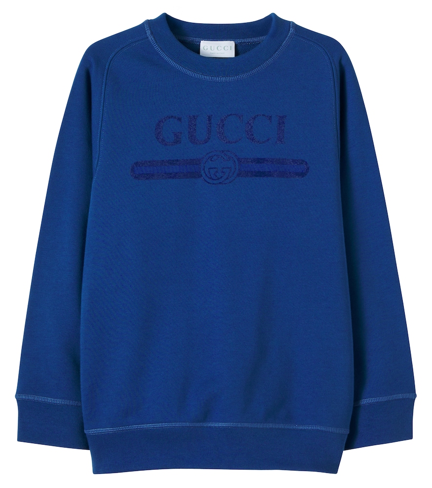 Gucci Kids Blue Logo Cotton Jersey Sweatshirt Y Size 12 - Mytheresa