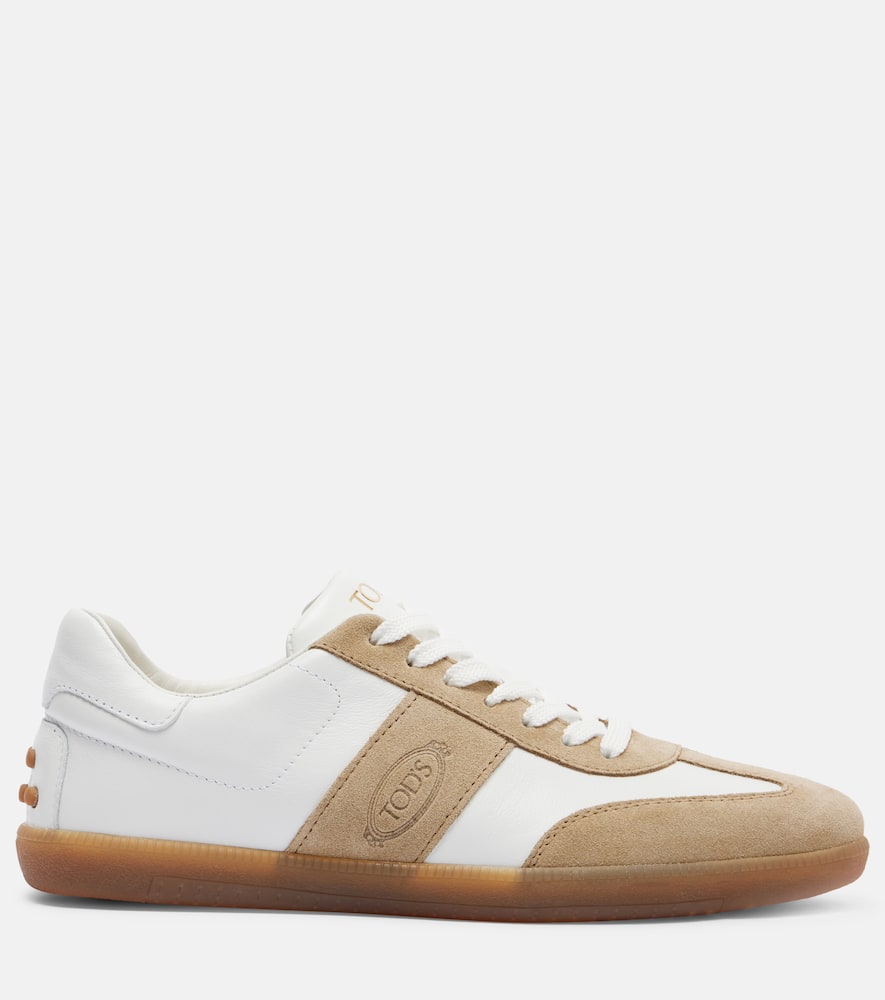 Tod's Suede-trimmed Leather Sneakers In White