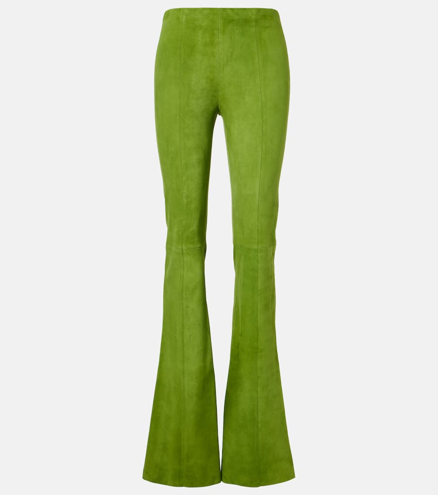 Stouls Gege Suede Flared Pants In Green