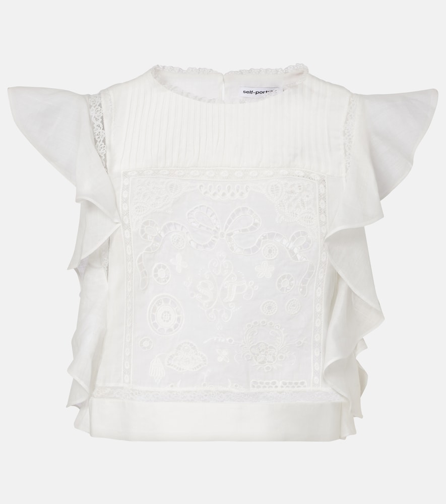 Self-Portrait Top à broderie et volants