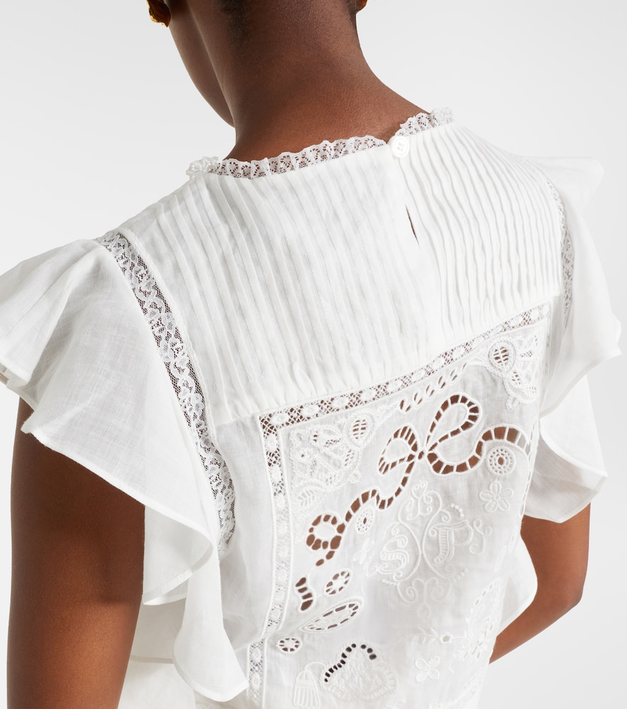 Embroidered Ruffled Top