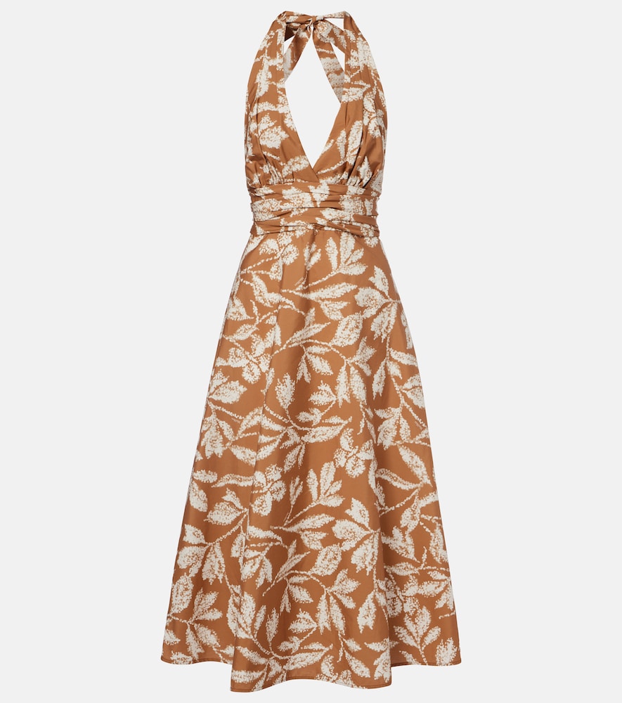 Max Mara Halterneck printed cotton midi dress