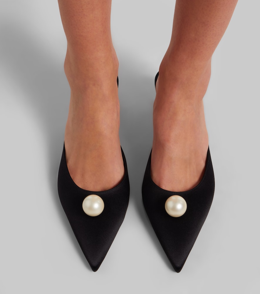 Magda Butrym Faux pearl satin mules