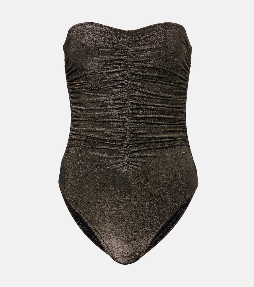 Karla Colletto Helena ruched lamé swimsuit