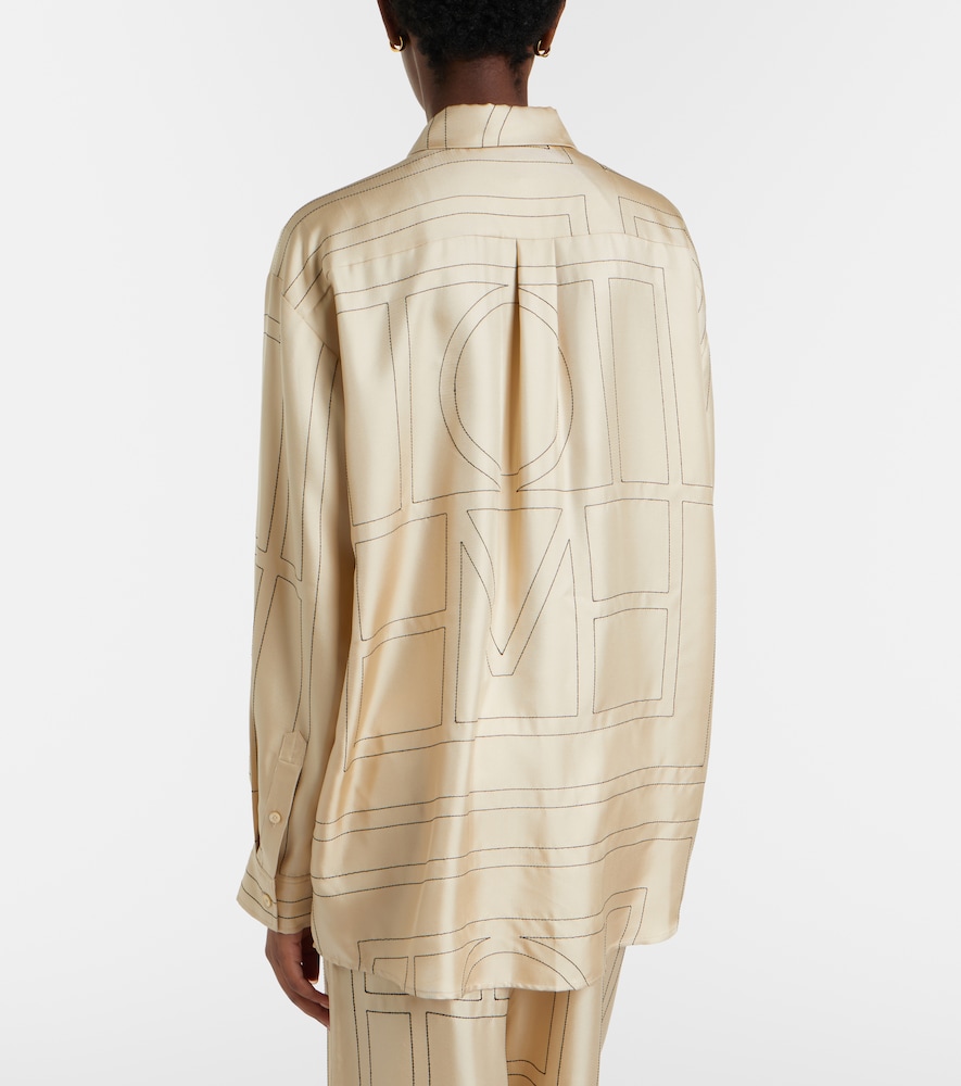 Embroidered Silk Satin Shirt