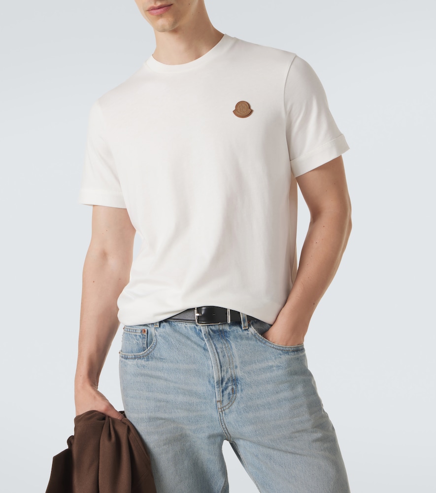 Moncler eather-trimmed cotton jersey T-shirt | Thumbnail 4 Moncler eather-trimmed cotton jersey T-shirt | Thumbnail 4