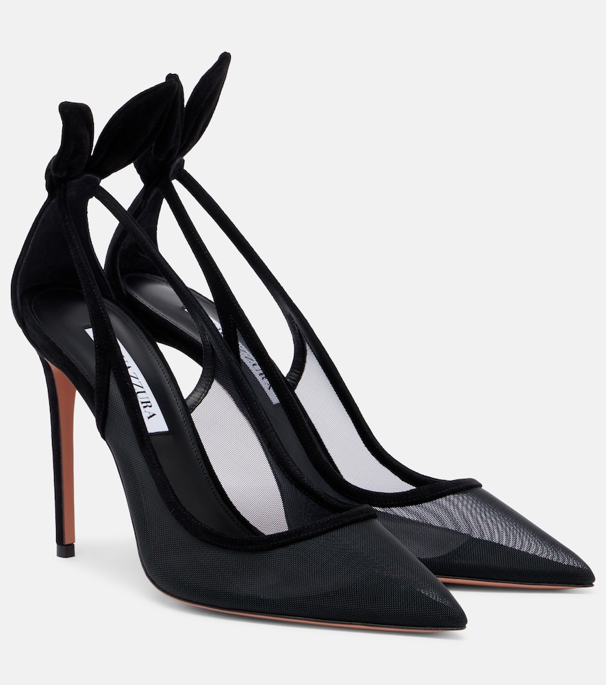 Pumps Bow Tie in mesh con suede