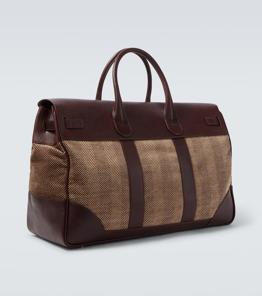 Leather-Trimmed Canvas Duffel Bag