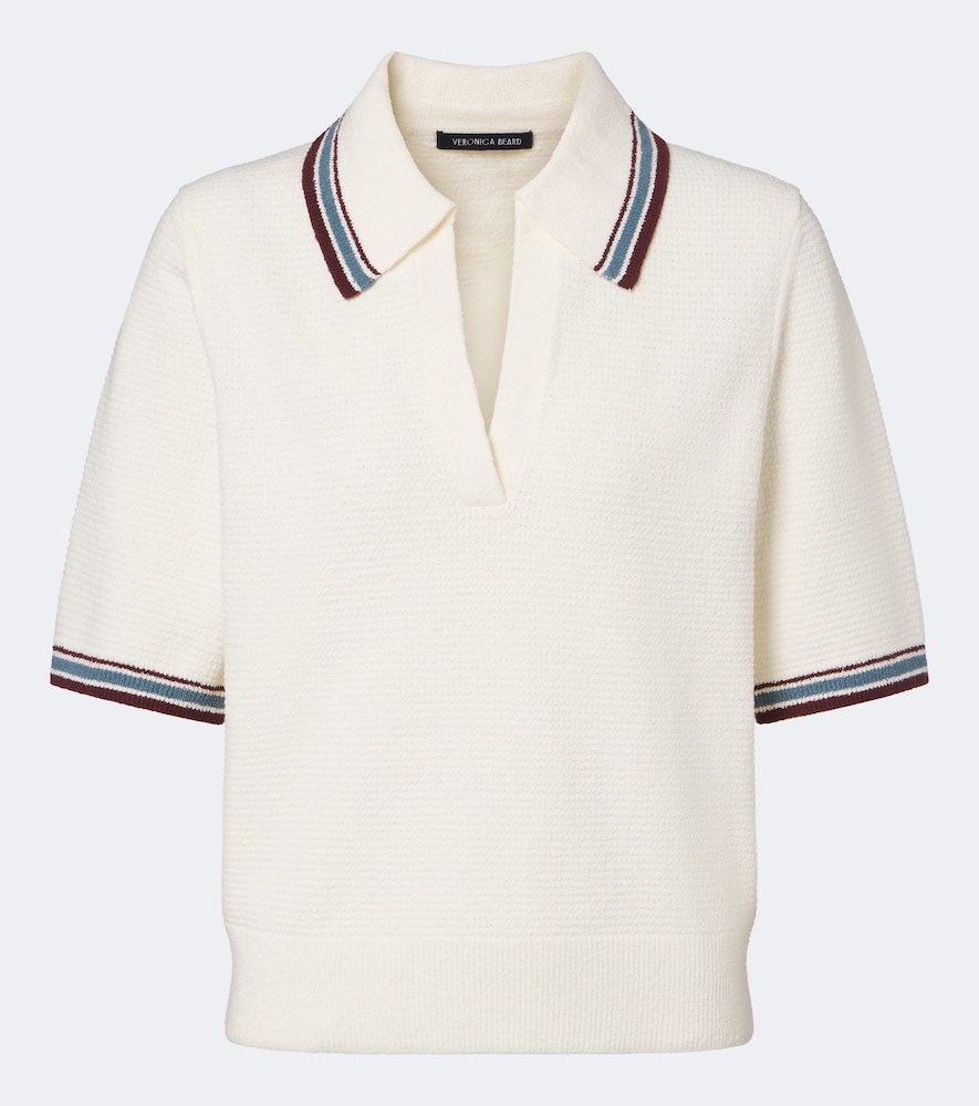 Veronica Beard Quinelle Knitted Cotton-blend Polo Shirt In White