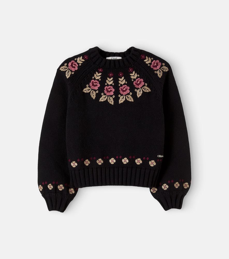 Chloé Kids Pullover in cotone e cashmere