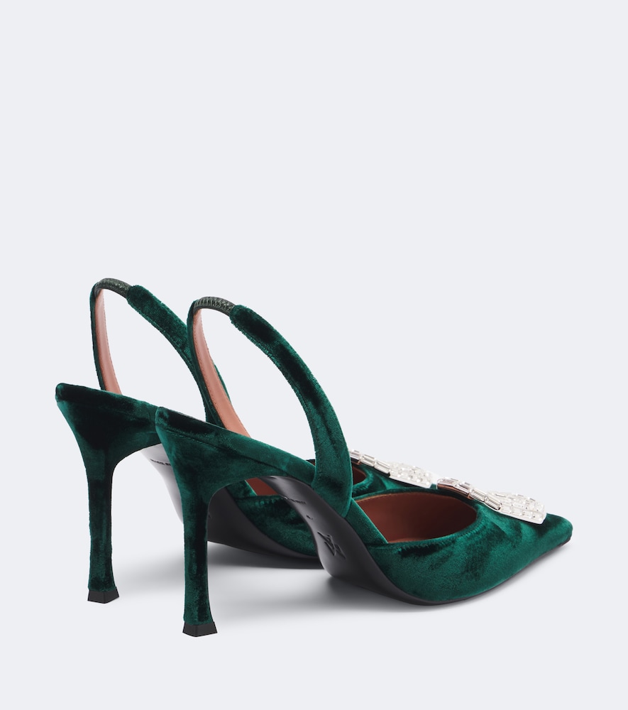 Camelia Embellished Velvet Slingback