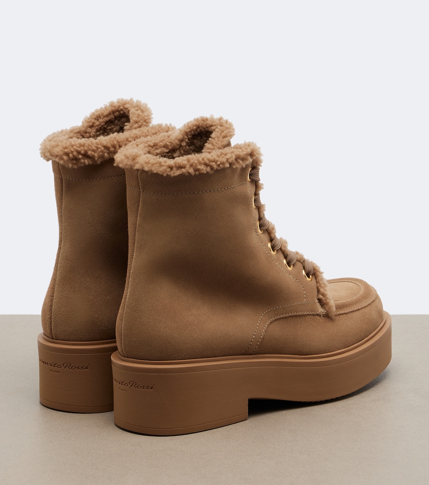 Kiso Shearling-Trimmed Lace-Up Boots