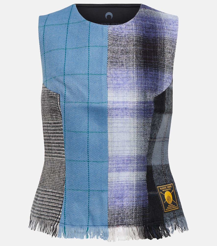 Marine Serre Patchwork virgin wool top