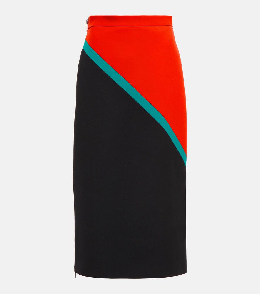 Gucci Diagonal Stripe Wool Skirt In Black/green/mc