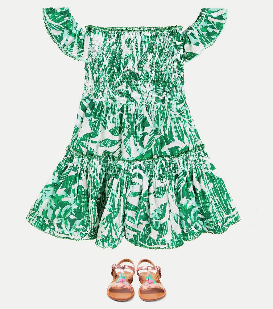 Poupette St Barth Aurora Floral Cotton Dress In Mint Tropical