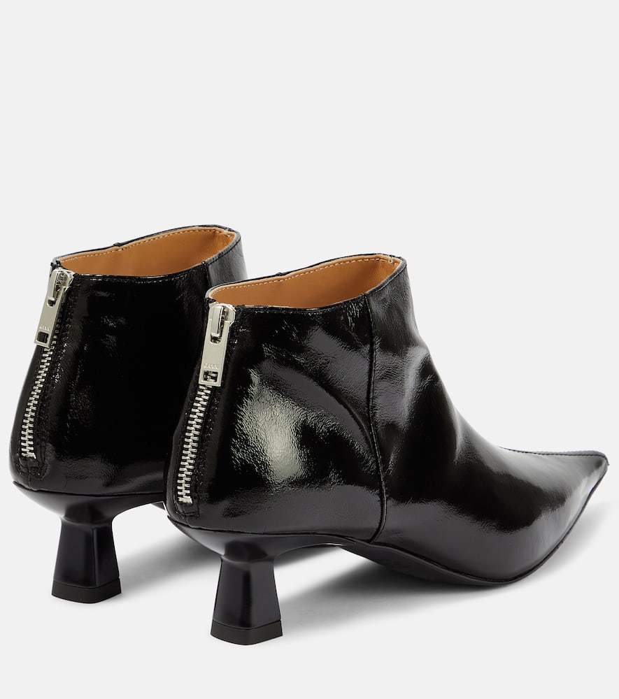 Shop Ganni Faux Leather Ankle Boots In Black