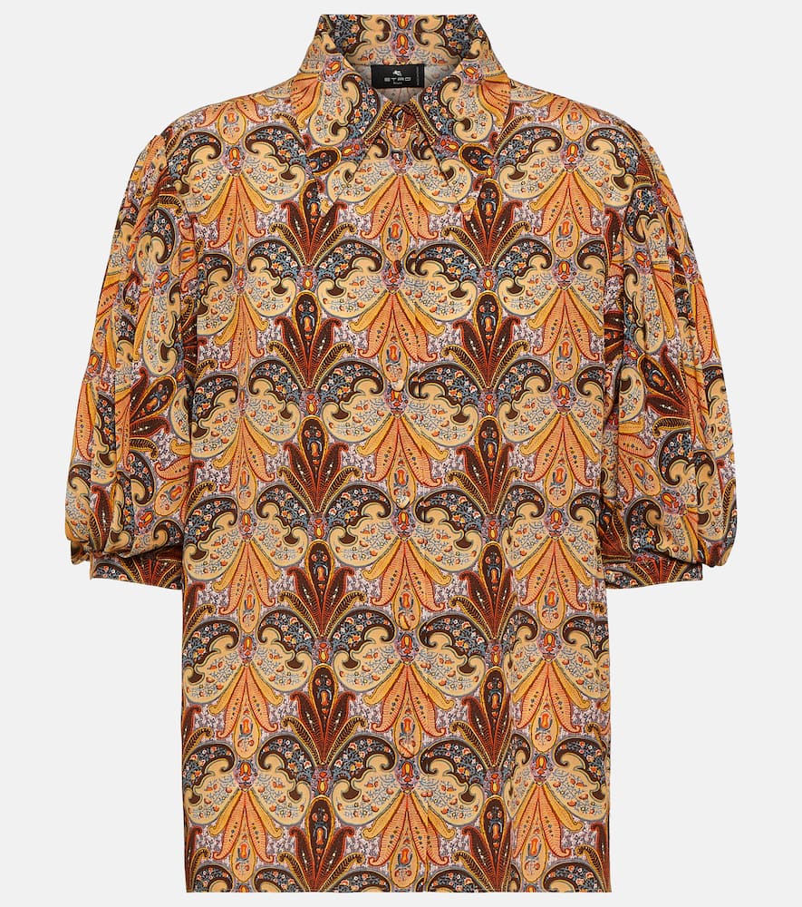 Etro Paisley Print Puff Sleeve Silk Blouse In Multicoloured