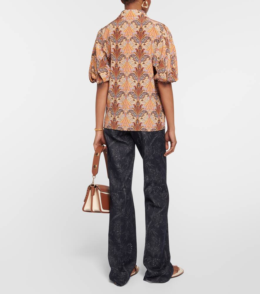 Etro Paisley Print Puff Sleeve Silk Blouse In Multicoloured