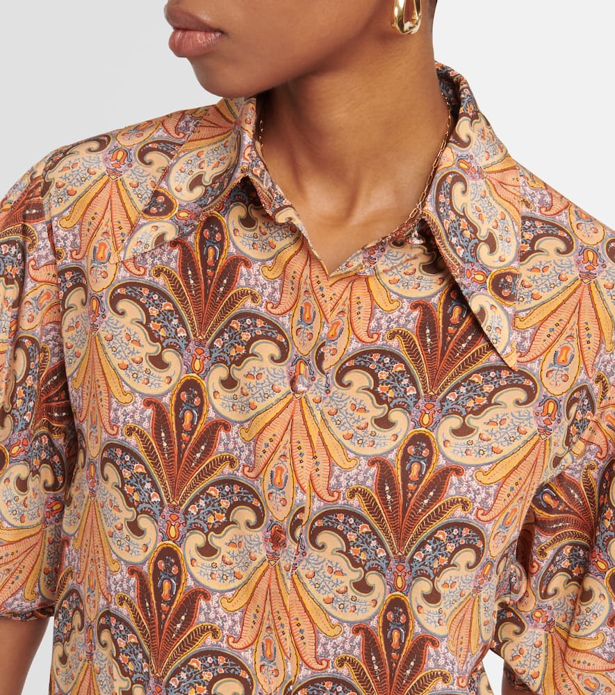 Etro Paisley Print Puff Sleeve Silk Blouse In Multicoloured