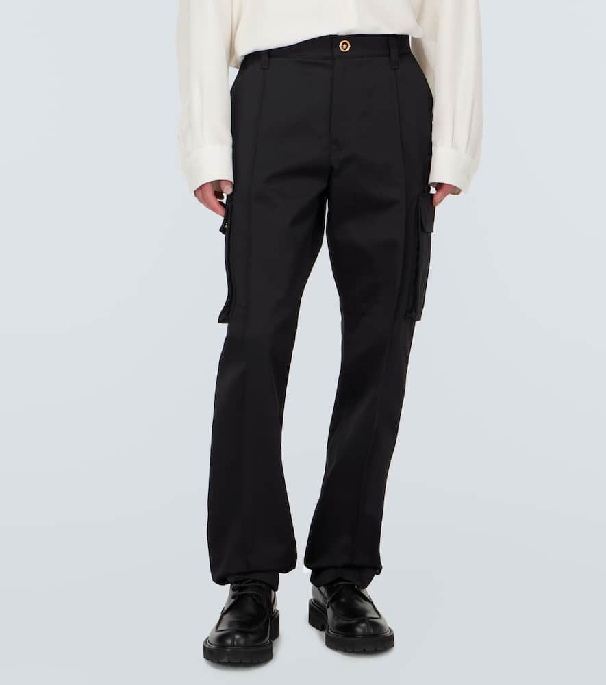 Shop Versace Cotton Gabardine Cargo Pants In Schwarz