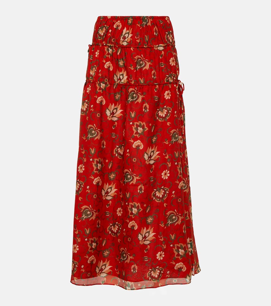 SIR Reyes printed cotton and silk maxi skirt