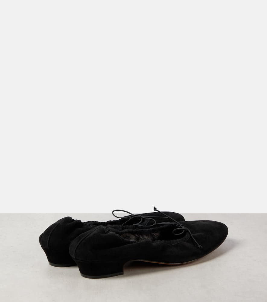 The Row Hereditas Suede Ballet Flats In Black