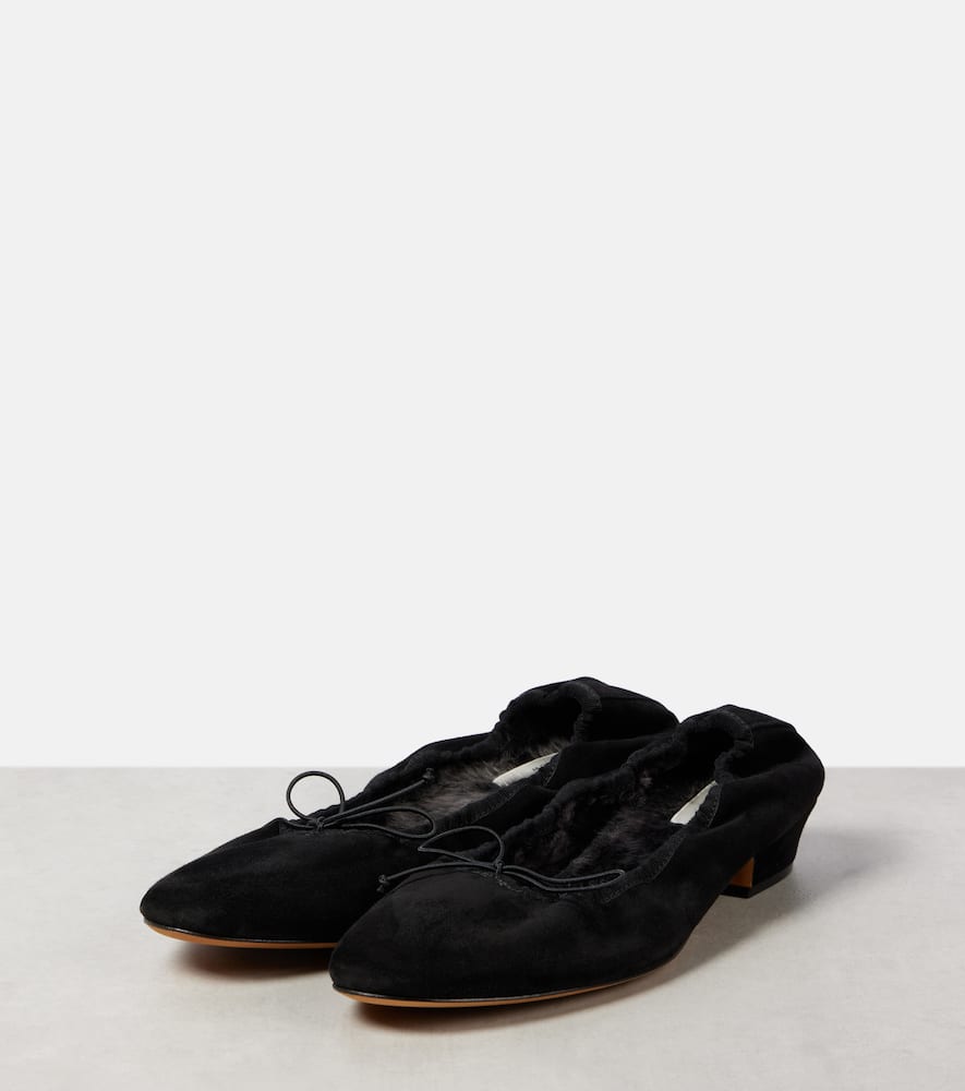 The Row Hereditas Suede Ballet Flats In Black