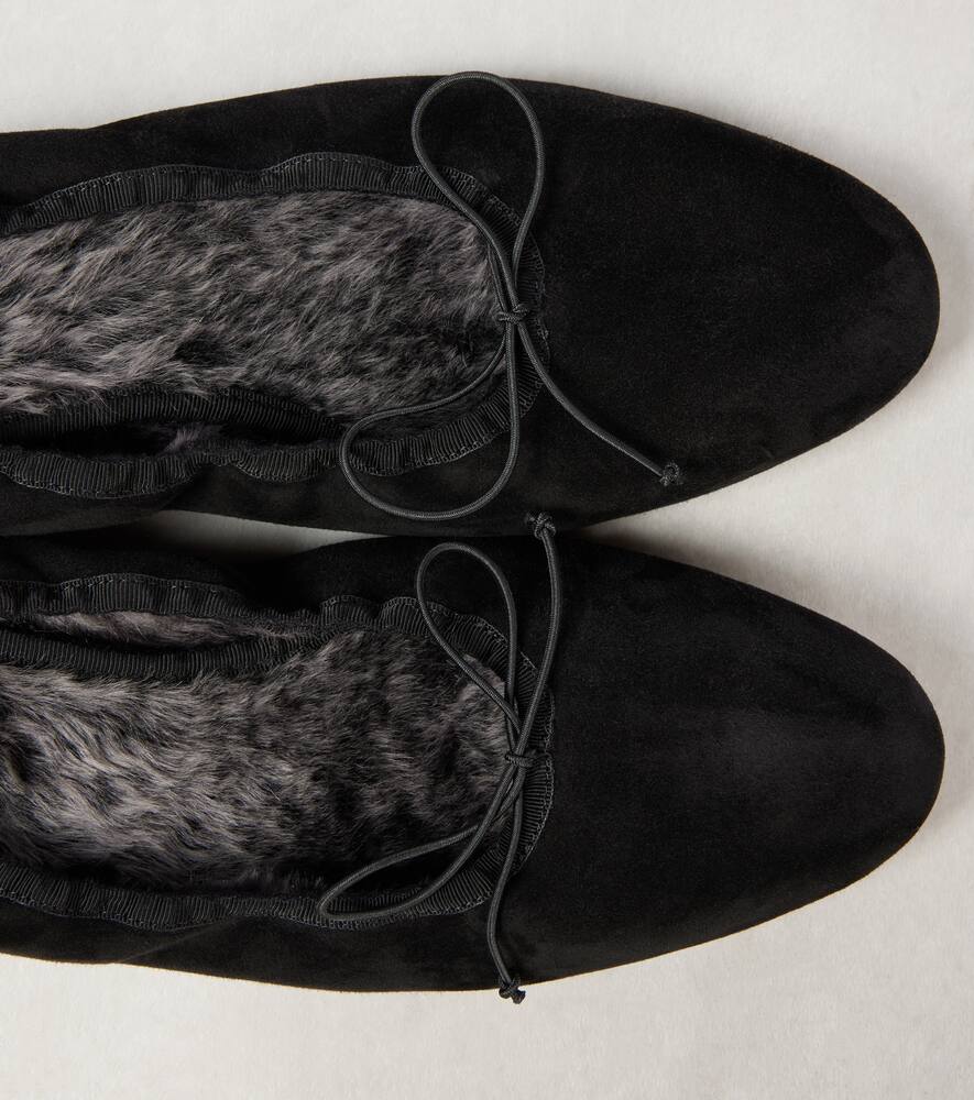 The Row Hereditas Suede Ballet Flats In Black