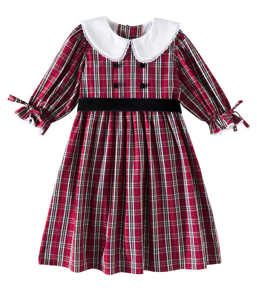 La Coqueta Lizette Tartan Cotton Dress In Red