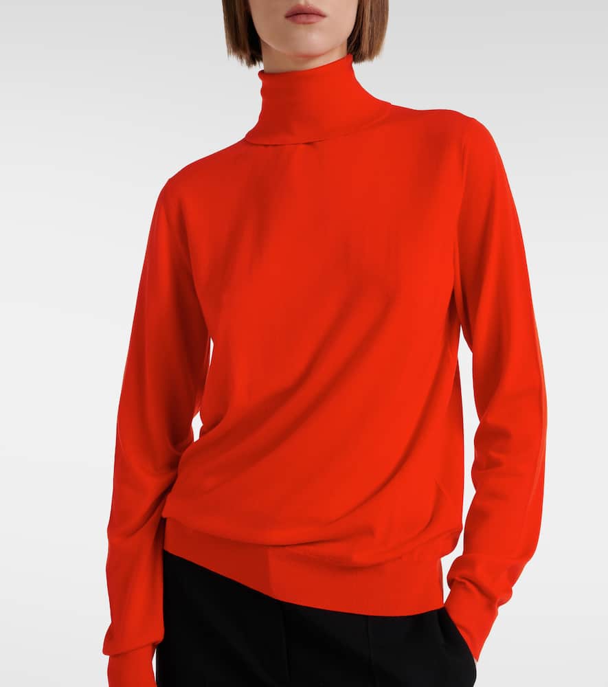 The Row Heva Wool-jersey Turtleneck Sweater In Firetruck
