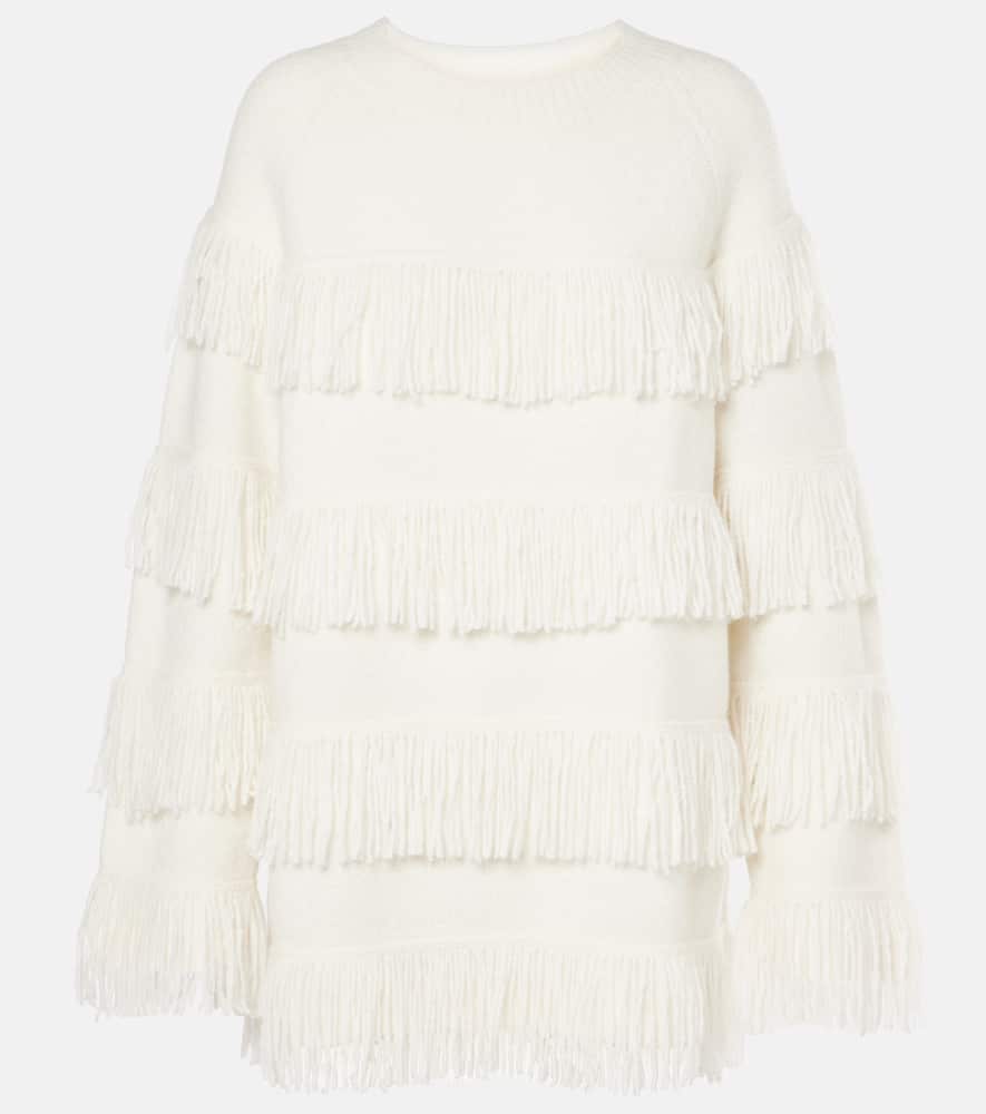 Lisa Yang Agneta Fringed Cashmere-blend Sweater In White