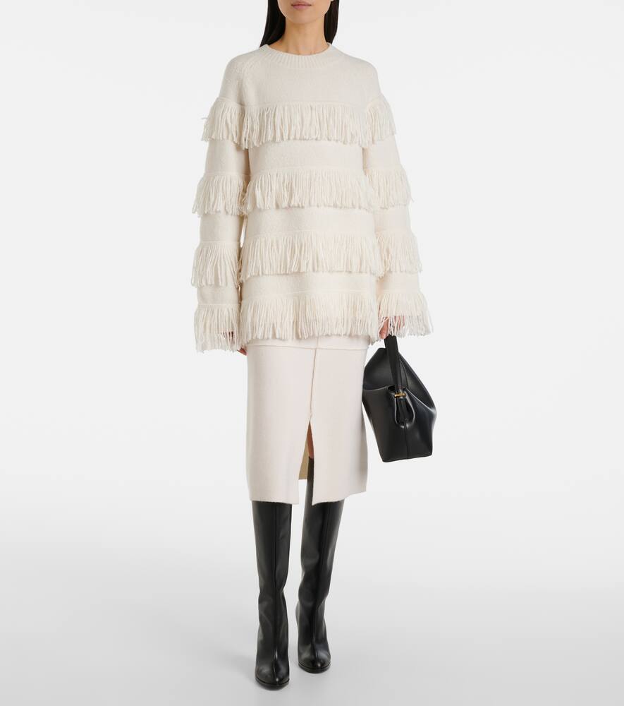 Lisa Yang Agneta Fringed Cashmere-blend Sweater In White
