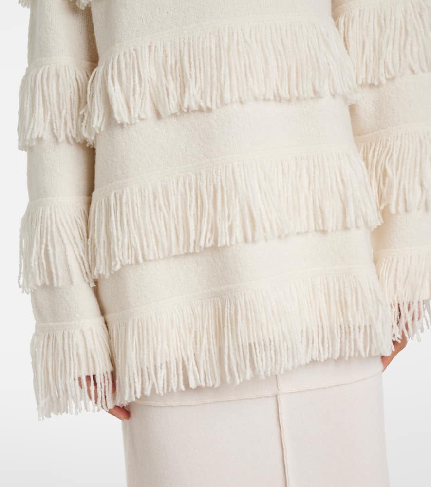 Lisa Yang Agneta Fringed Cashmere-blend Sweater In White