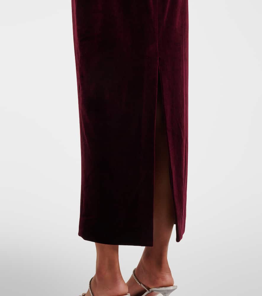 Self-portrait Strapless Velvet Midi Dress In Red