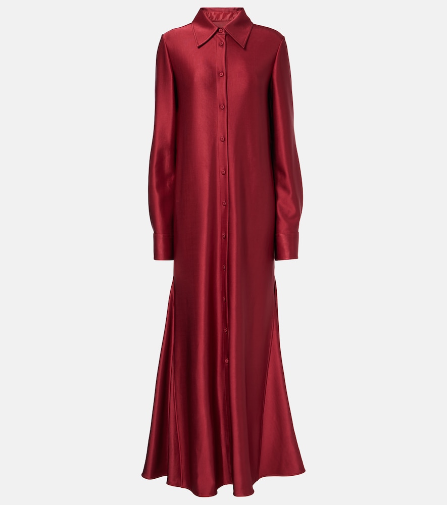 Jil Sander Women's Burgundy Satin Shirt Dress UK Size 8 - Mytheresa