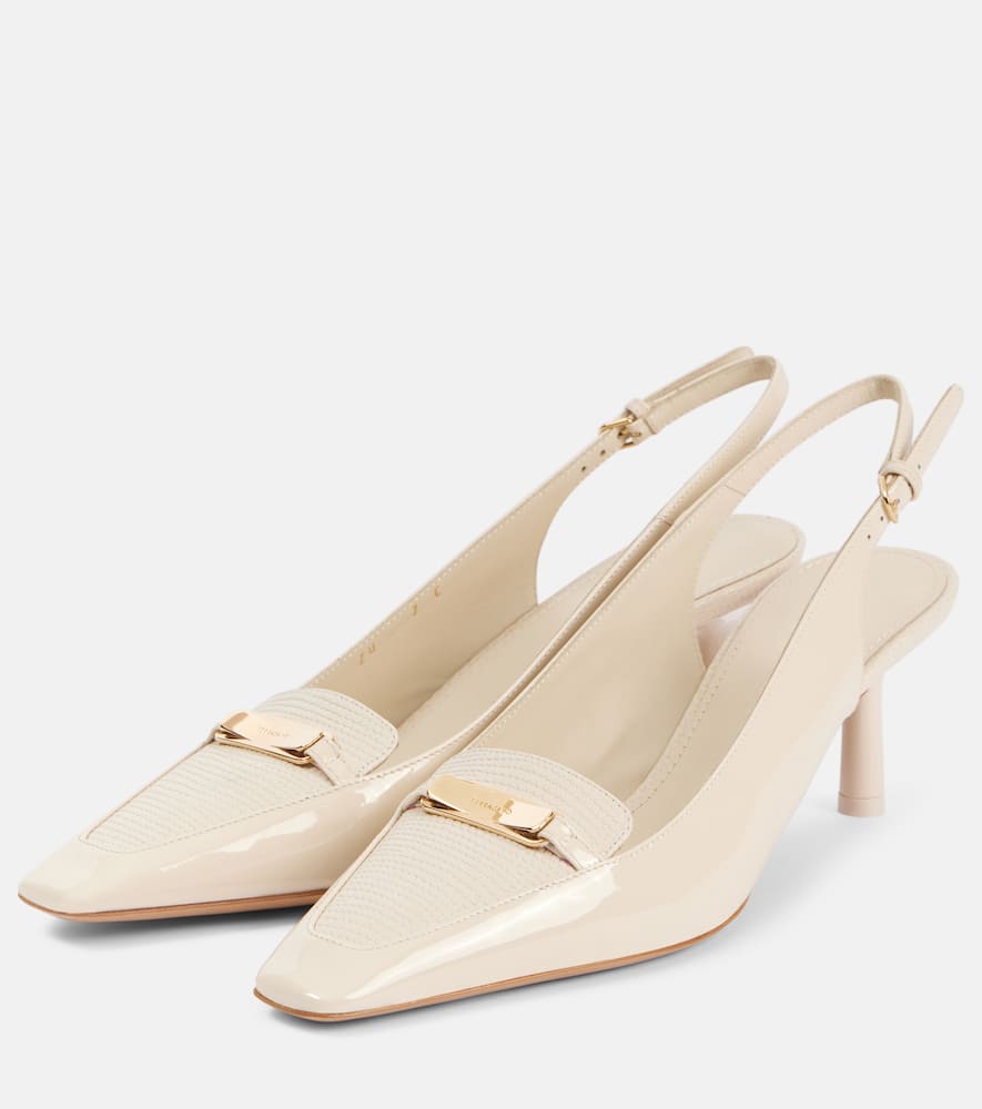 Ferragamo 55mm Ophelia Leather Slingback Pumps In White